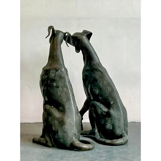 Vintage Boho Monumental Cast Bronze Dogs - A Pair — additional photo 8