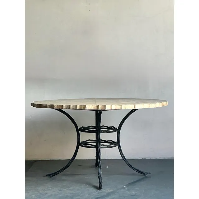 Vintage Boho Cast Concrete Tree Slab Table — additional photo 3