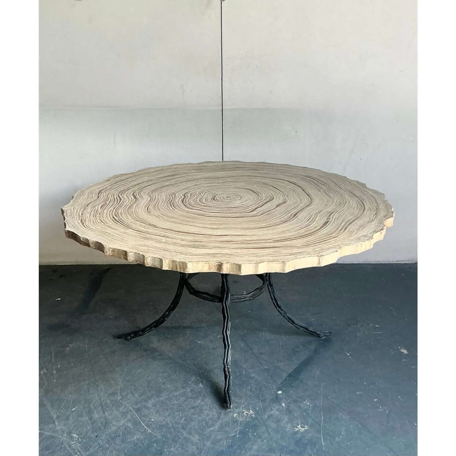 Vintage Boho Cast Concrete Tree Slab Table — additional photo 2