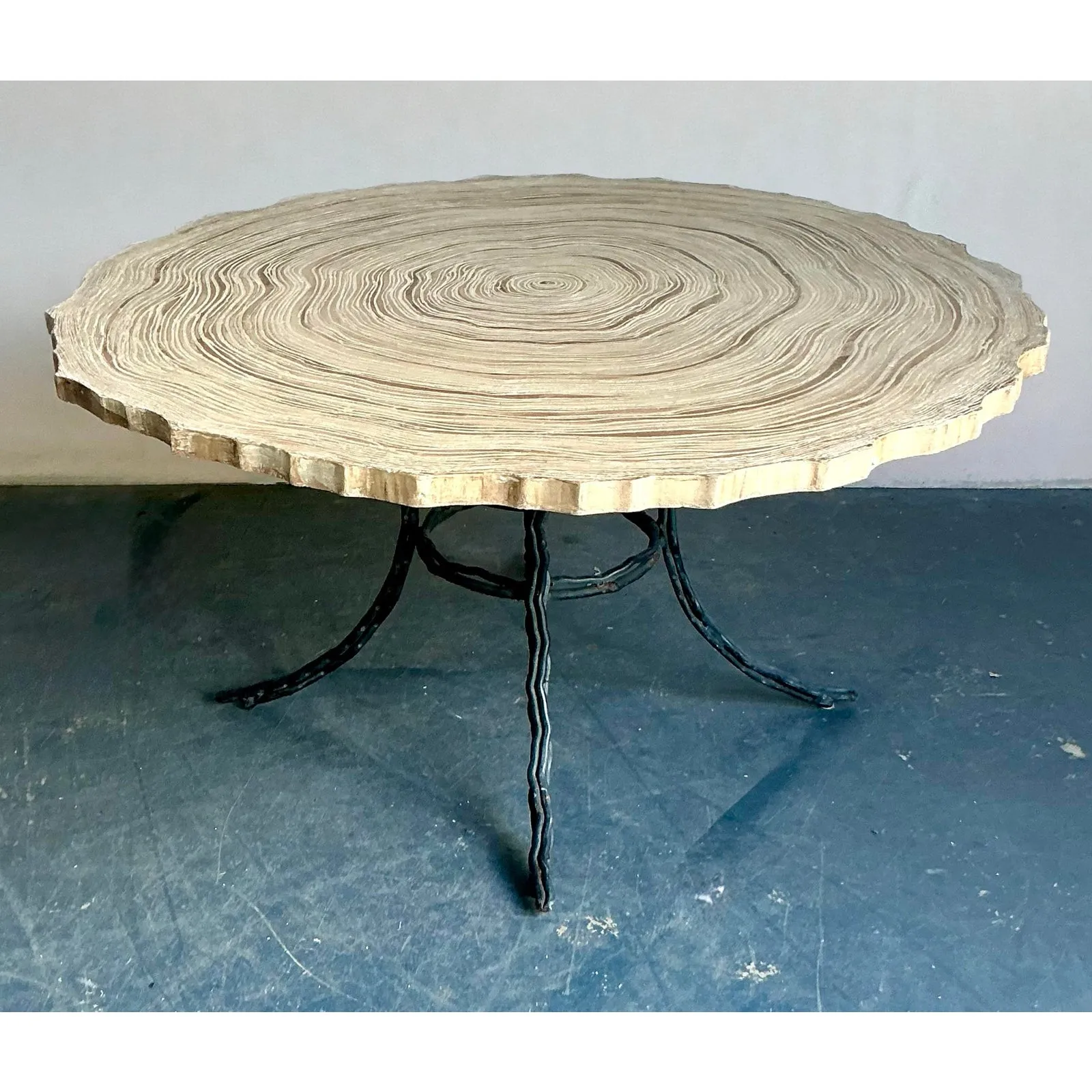 Vintage Boho Cast Concrete Tree Slab Table — additional photo 6