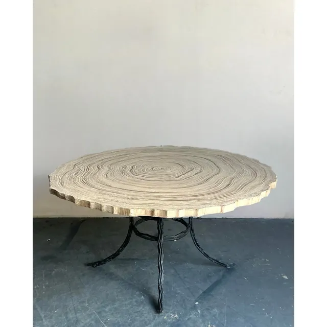 Vintage Boho Cast Concrete Tree Slab Table — additional photo 1