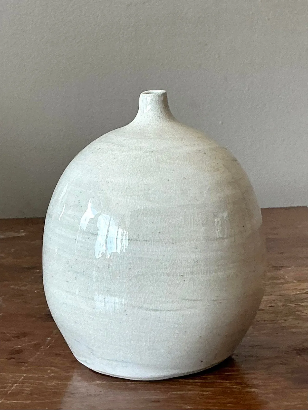 Vintage Boho Glazed Ceramic Vase - Ceramic, 3.75W x 4.5H — additional photo 1