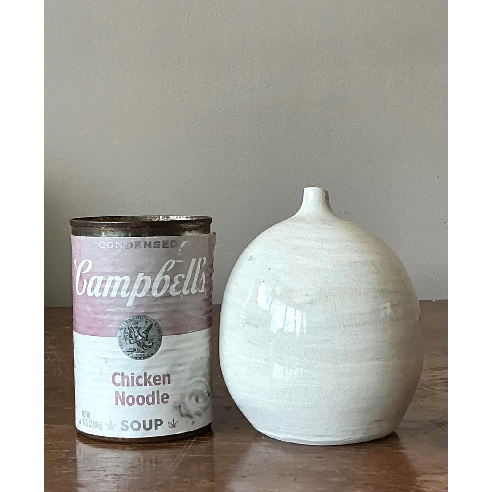 Vintage Boho Glazed Ceramic Vase - Ceramic, 3.75W x 4.5H — additional photo 3