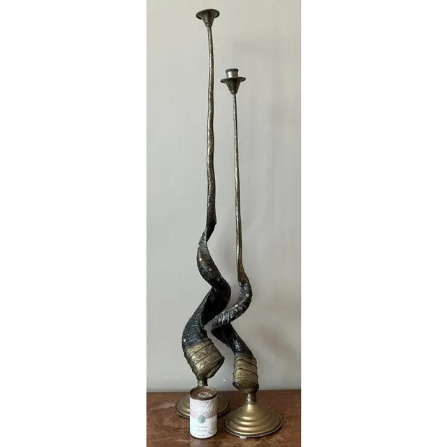 Vintage Boho Twisted Horn Candlesticks - Set of 2 — additional photo 4