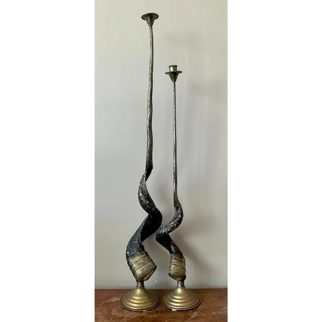 Vintage Boho Twisted Horn Candlesticks - Set of 2 — additional photo 7