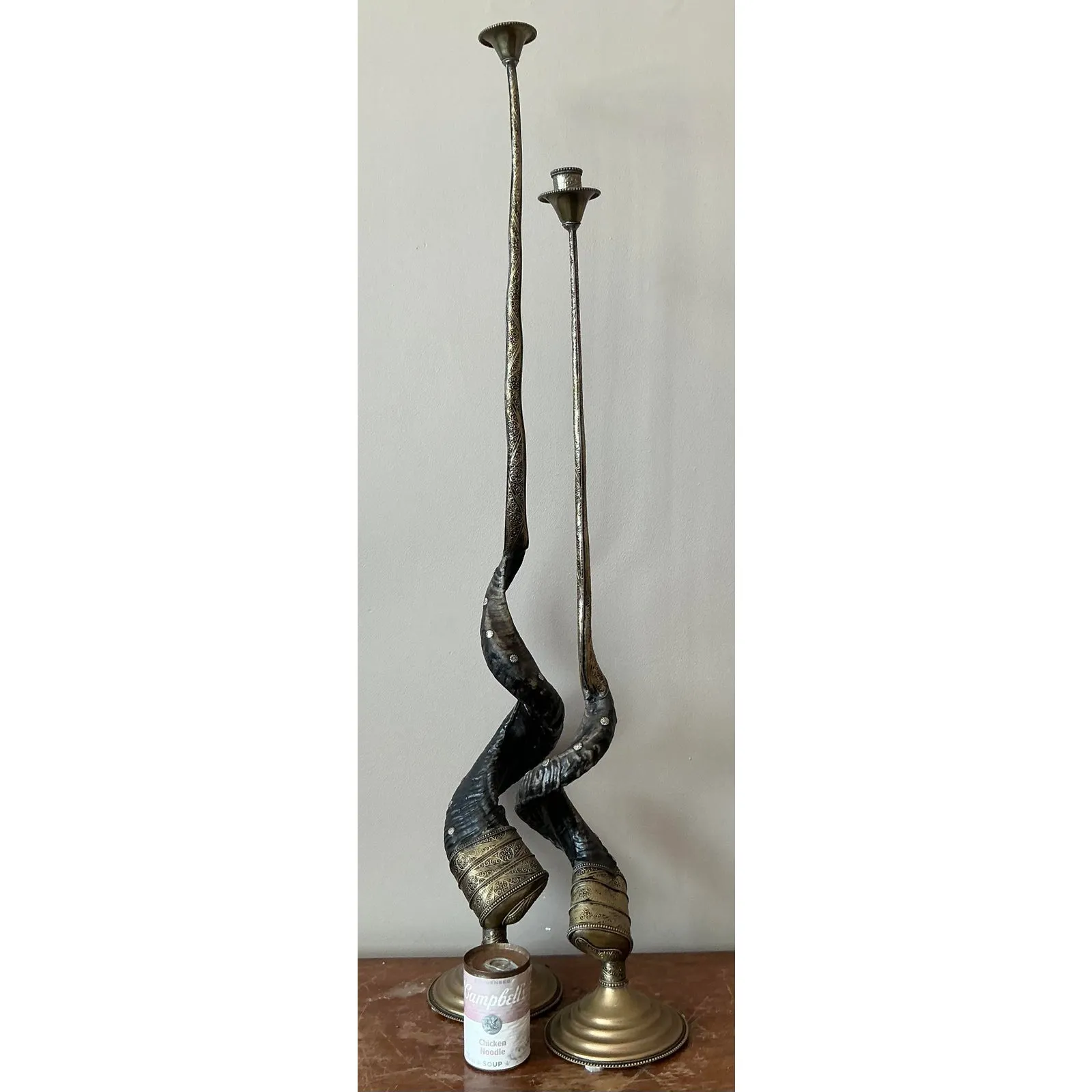 Vintage Boho Twisted Horn Candlesticks - Set of 2 — additional photo 8