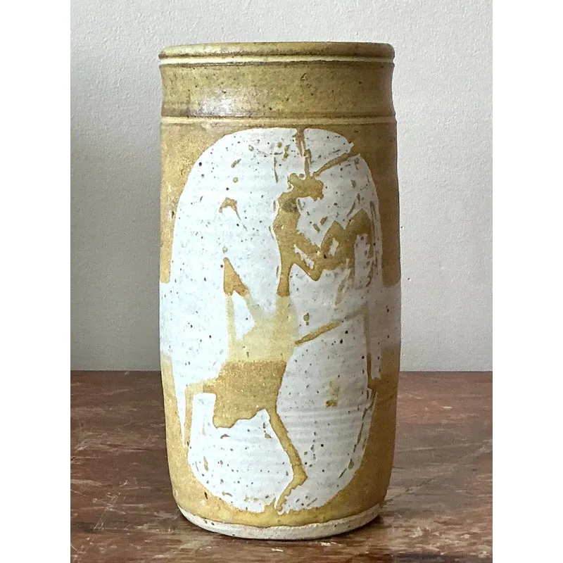 Vintage Boho Praying Mantis Studio Pottery Vase — additional photo 3