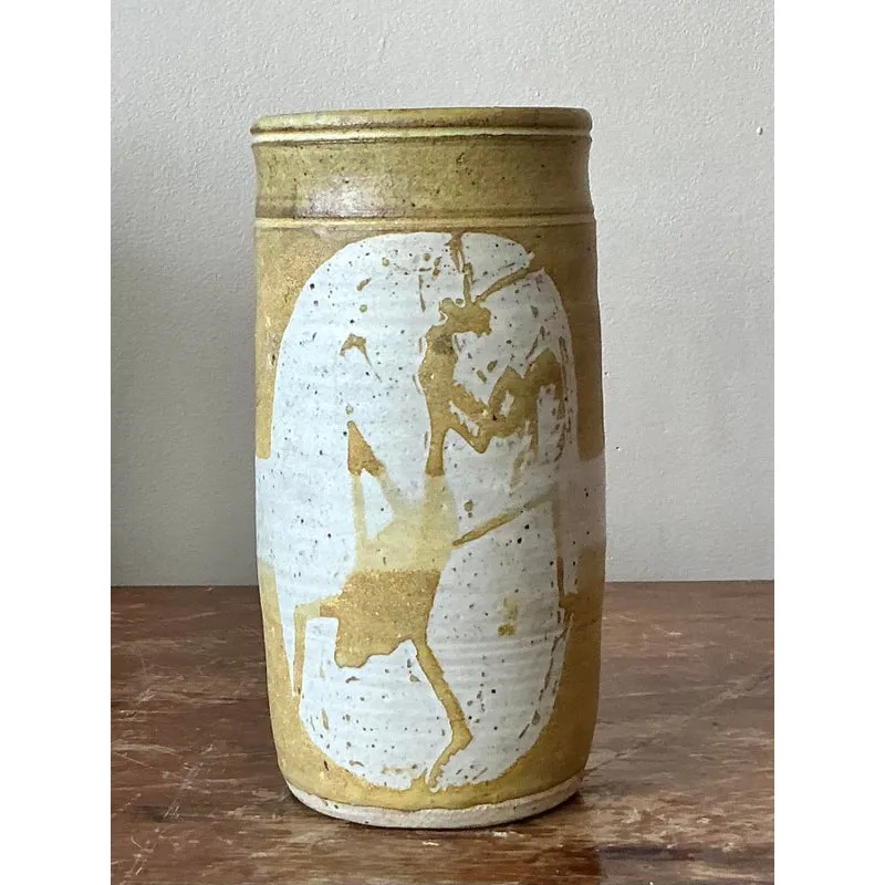 Vintage Boho Praying Mantis Studio Pottery Vase — additional photo 1