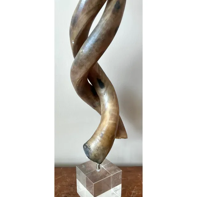 Vintage Boho Twisted Horn Sculpture on Lucite — additional photo 7
