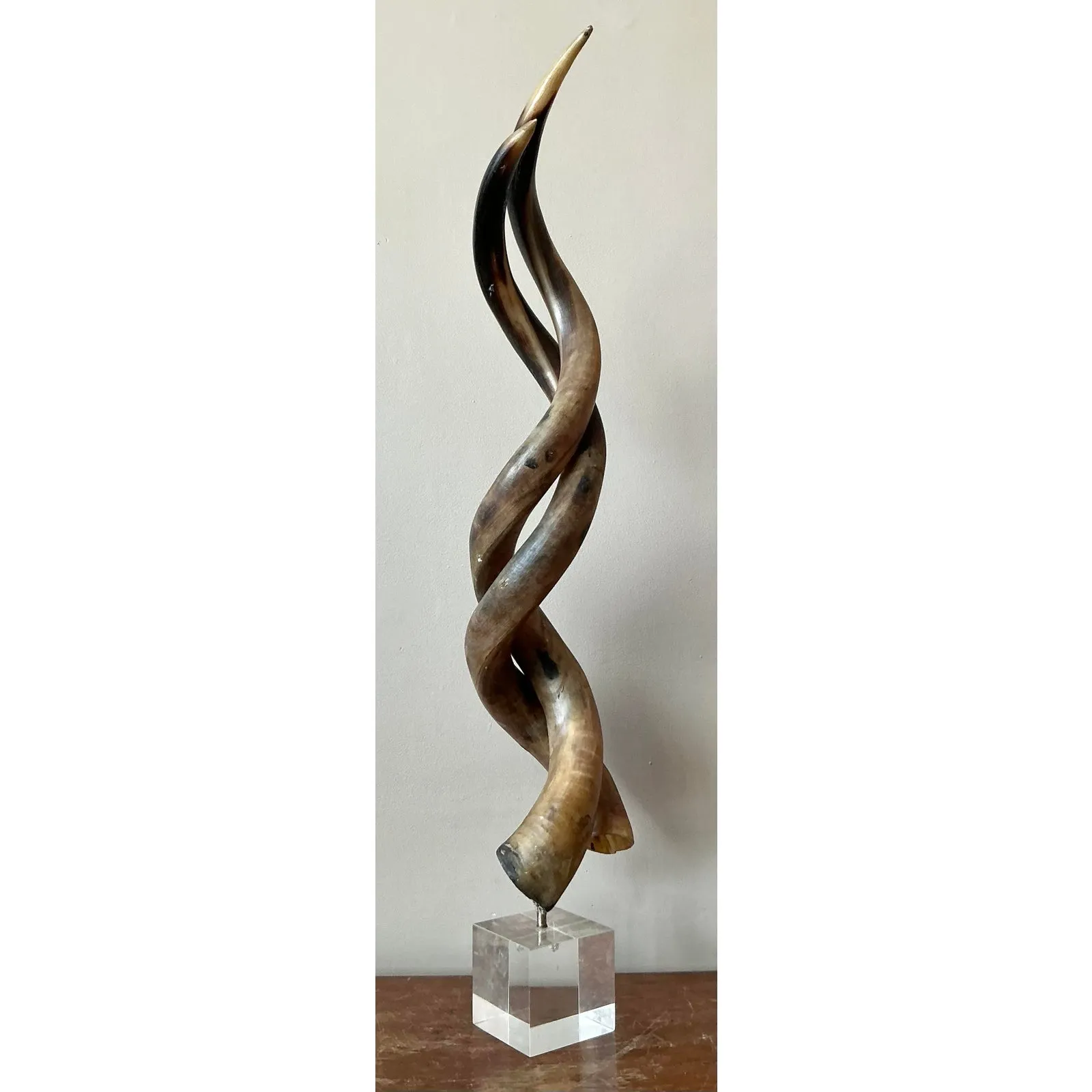 Vintage Boho Twisted Horn Sculpture on Lucite — additional photo 8