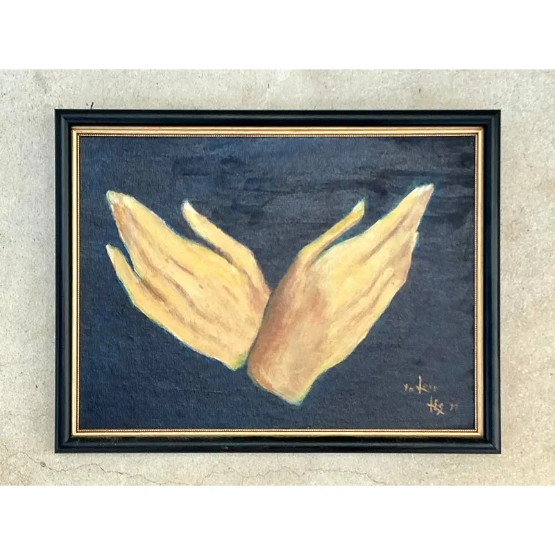 Vintage Regency Original Oil Painting of Hands — additional photo 2