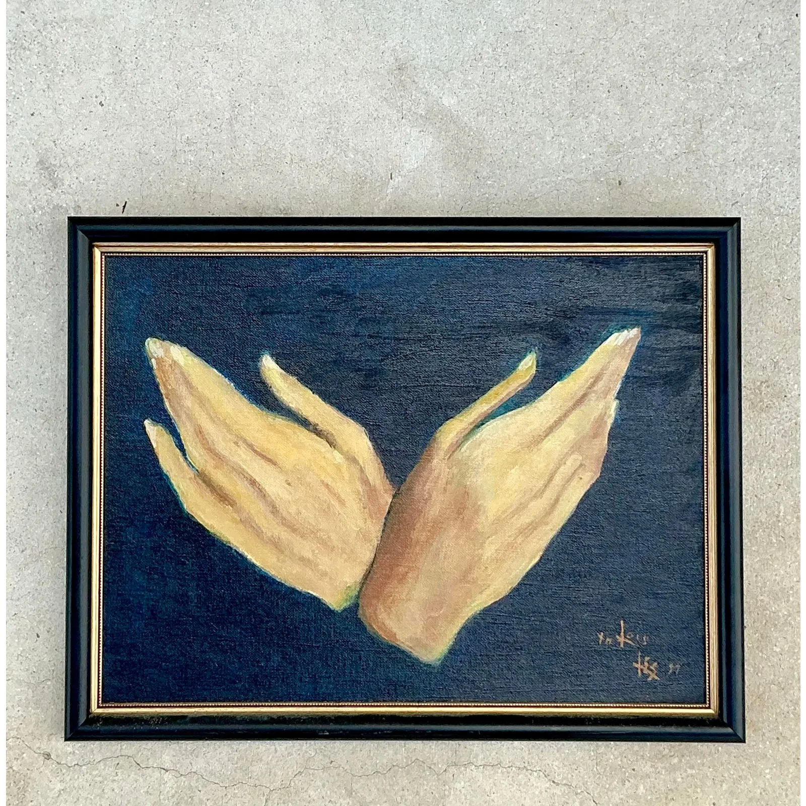 Vintage Regency Original Oil Painting of Hands — additional photo 3