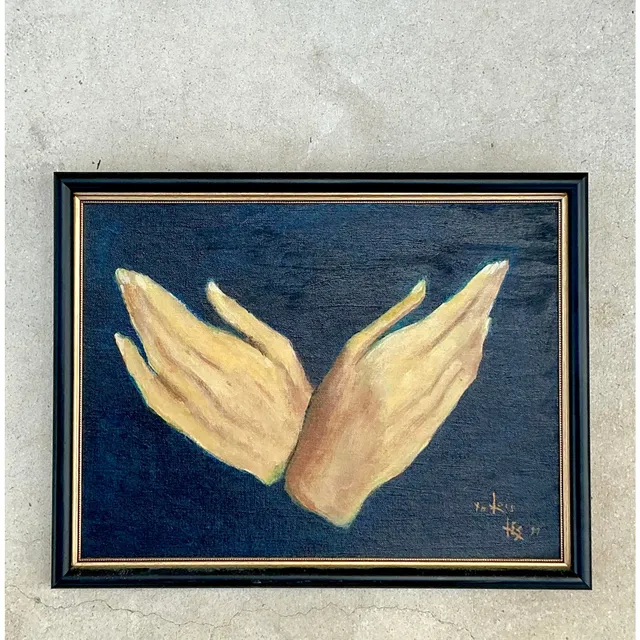Vintage Regency Original Oil Painting of Hands — additional photo 3