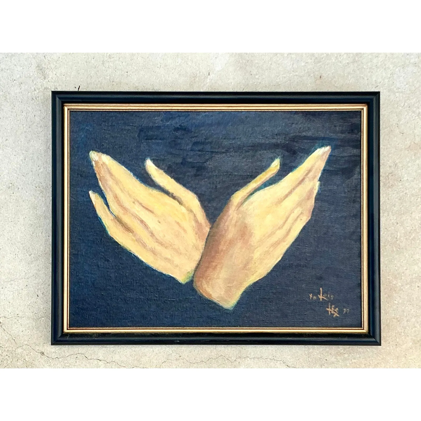 Vintage Regency Original Oil Painting of Hands — additional photo 4