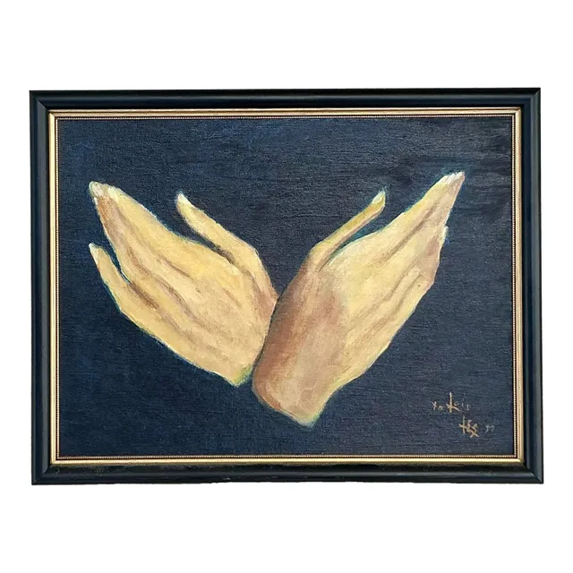 Vintage Regency Original Oil Painting of Hands — additional photo 1