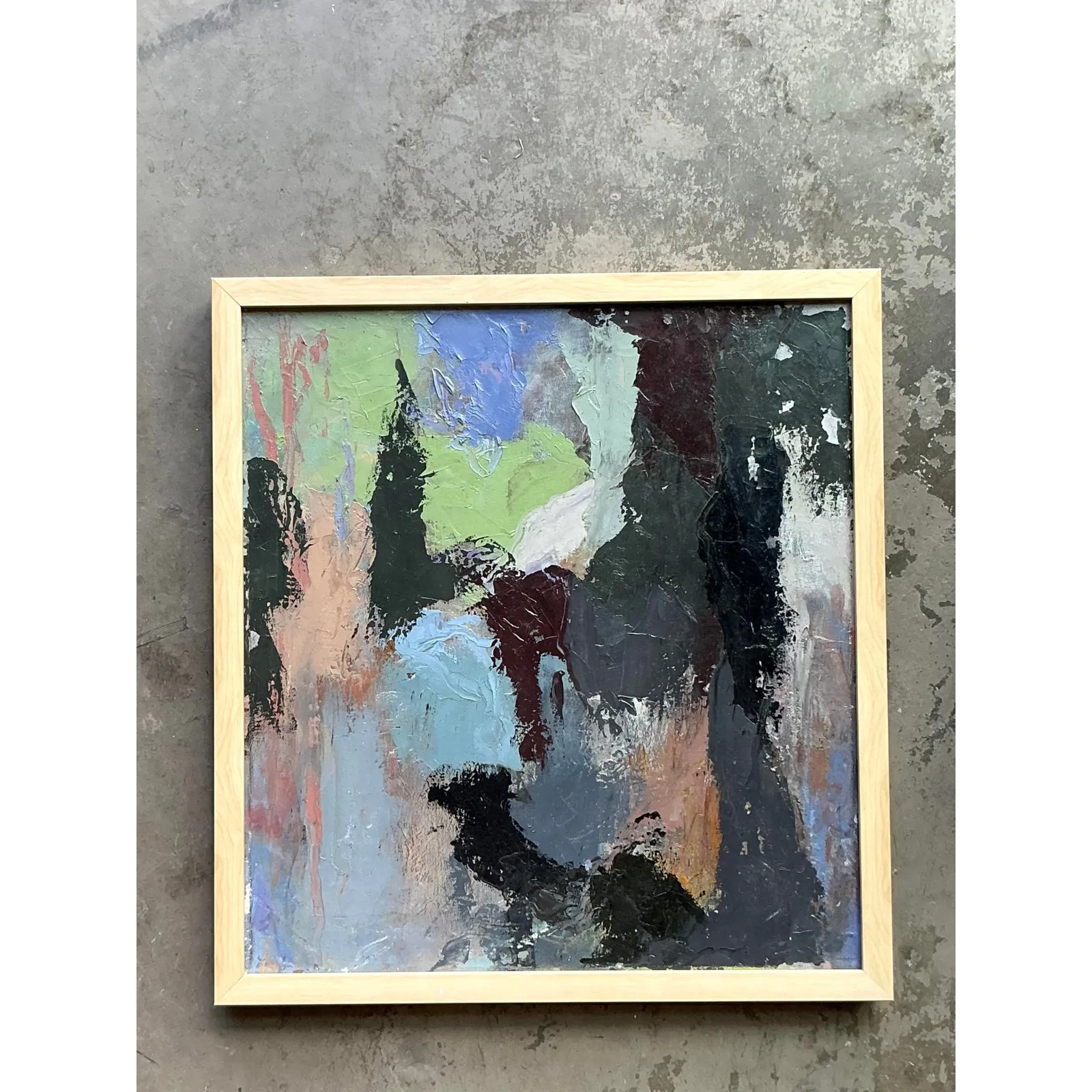 Vintage Boho Original Abstract Oil Painting on Canvas - Canvas, 23.75W x 25.75H — additional photo 8