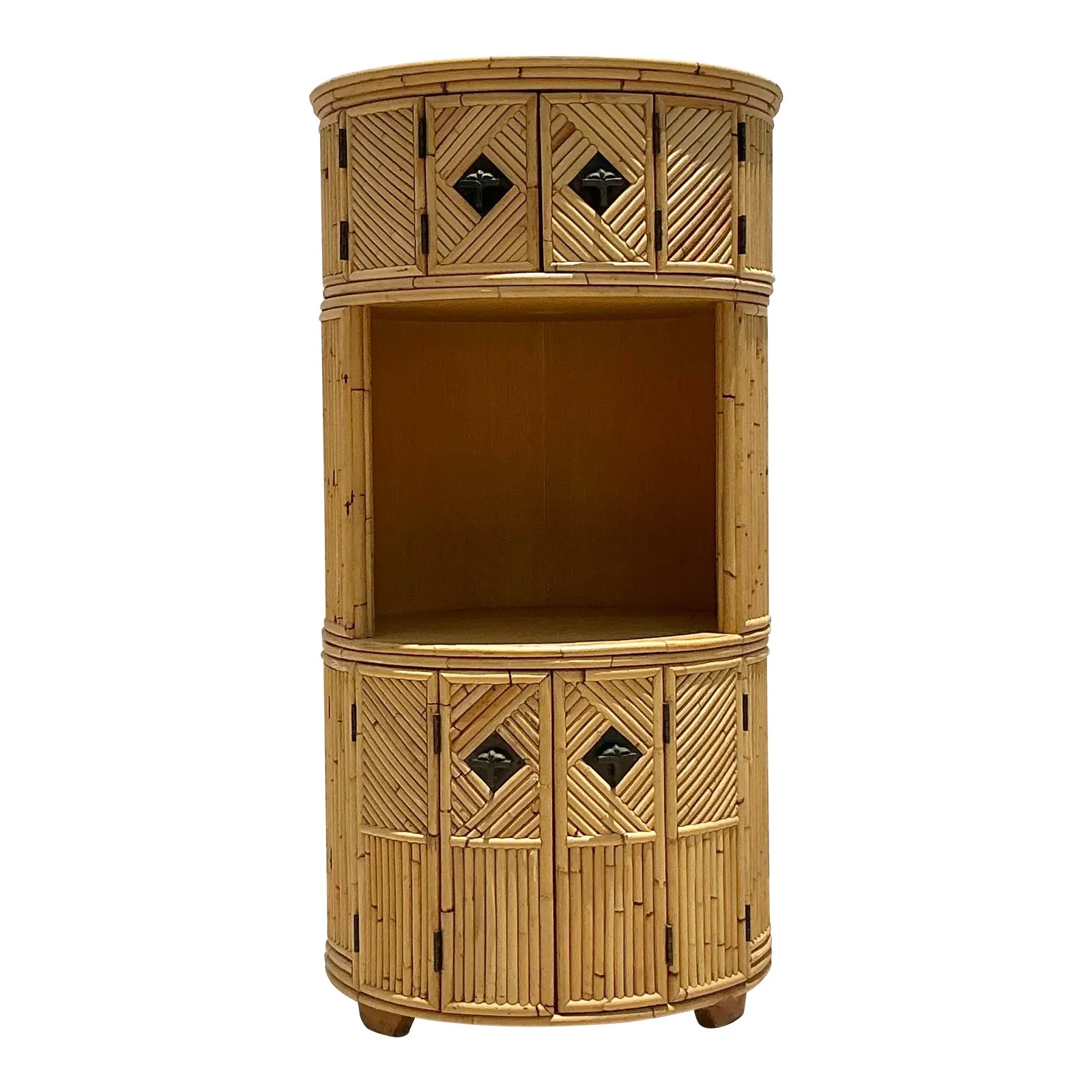 Vintage Coastal Stacked Bamboo Circular Dry Bar — additional photo 1