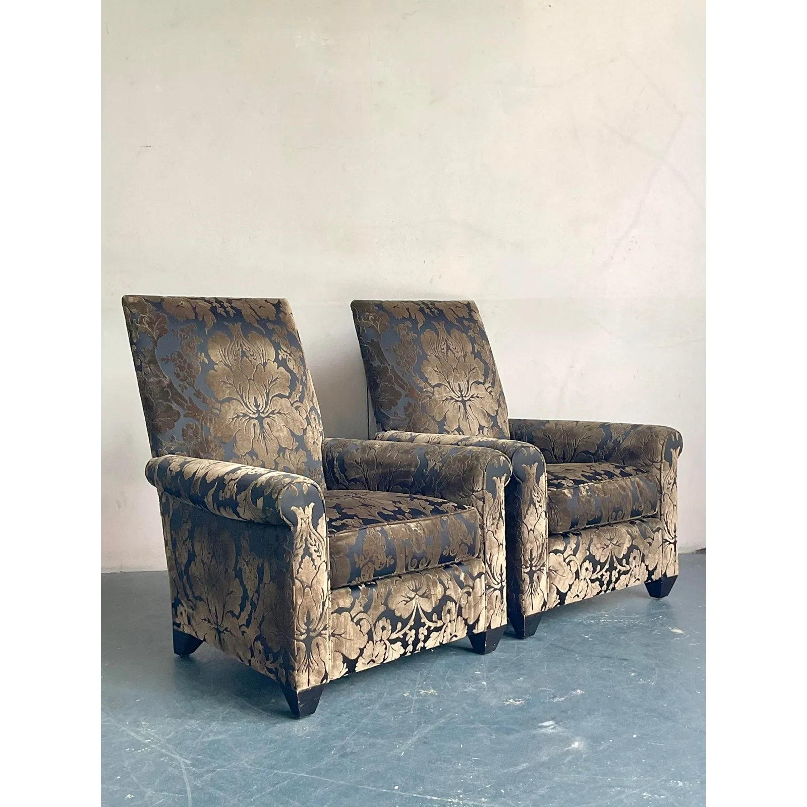 Vintage Boho John Hutton for Donghia Silk Devore Lounge Chairs - A Pair — additional photo 2