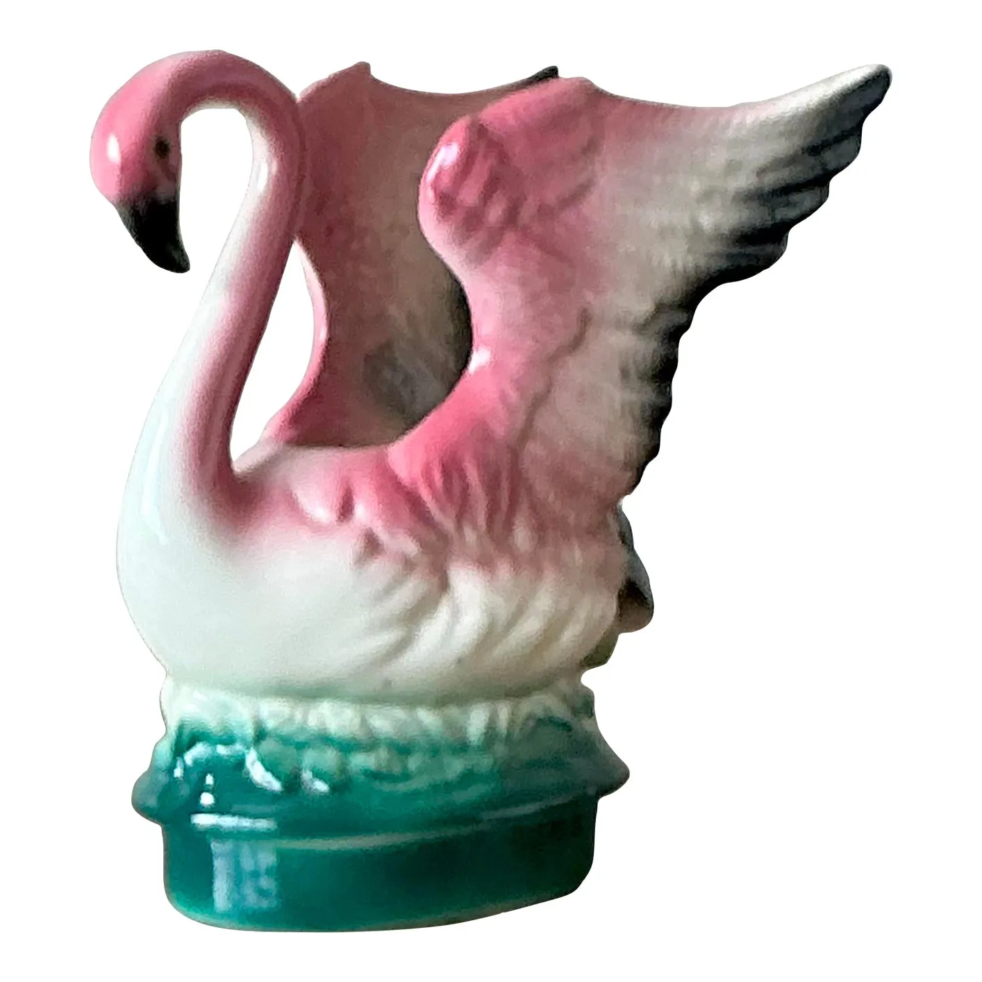 Vintage MCM Glazed Ceramic Flamingo Planter — additional photo 1
