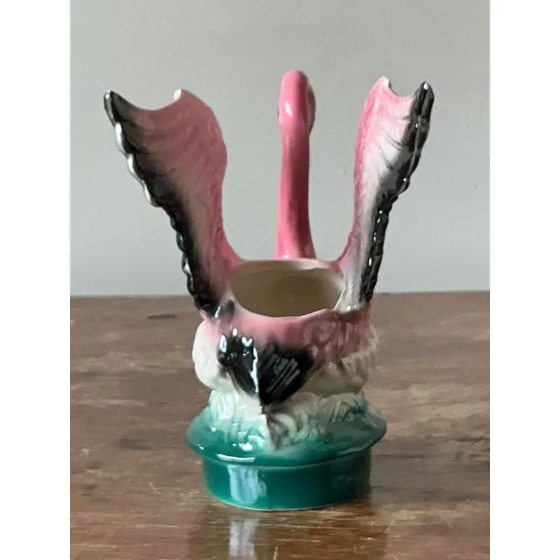 Vintage MCM Glazed Ceramic Flamingo Planter — additional photo 8