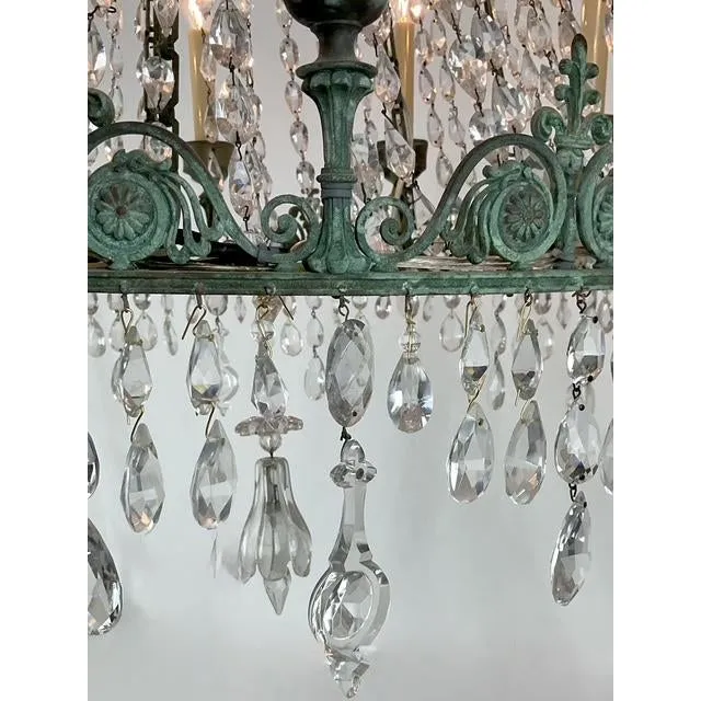 Vintage Regency Crystal Rope Verdigris Chandelier — additional photo 3