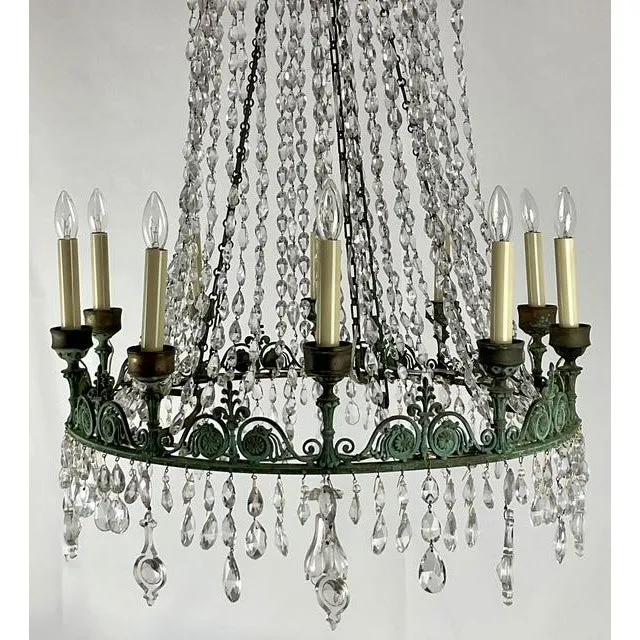 Vintage Regency Crystal Rope Verdigris Chandelier — additional photo 2