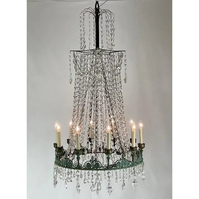 Vintage Regency Crystal Rope Verdigris Chandelier — additional photo 8