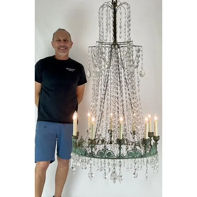 Vintage Regency Crystal Rope Verdigris Chandelier — additional photo 1