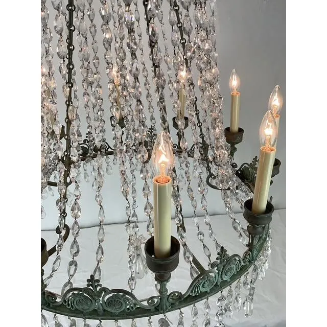 Vintage Regency Crystal Rope Verdigris Chandelier — additional photo 5