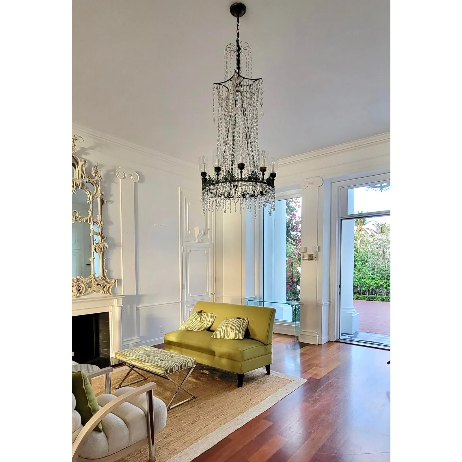Vintage Regency Crystal Rope Verdigris Chandelier — additional photo 6