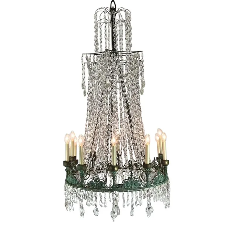 Vintage Regency Crystal Rope Verdigris Chandelier — additional photo 7
