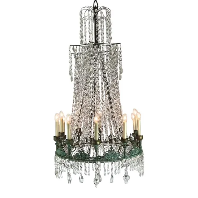 Vintage Regency Crystal Rope Verdigris Chandelier — additional photo 7