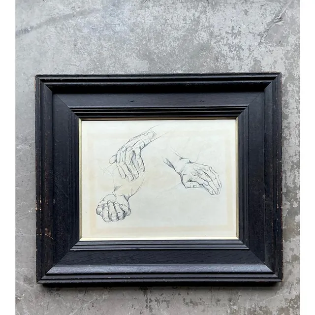 Vintage Boho Original 1977 Anatomy Sketch on Paper — additional photo 2