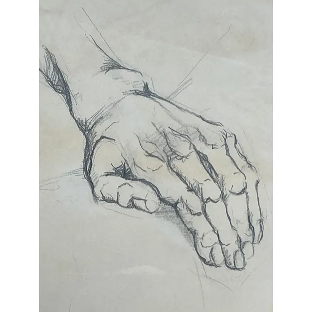 Vintage Boho Original 1977 Anatomy Sketch on Paper — additional photo 6