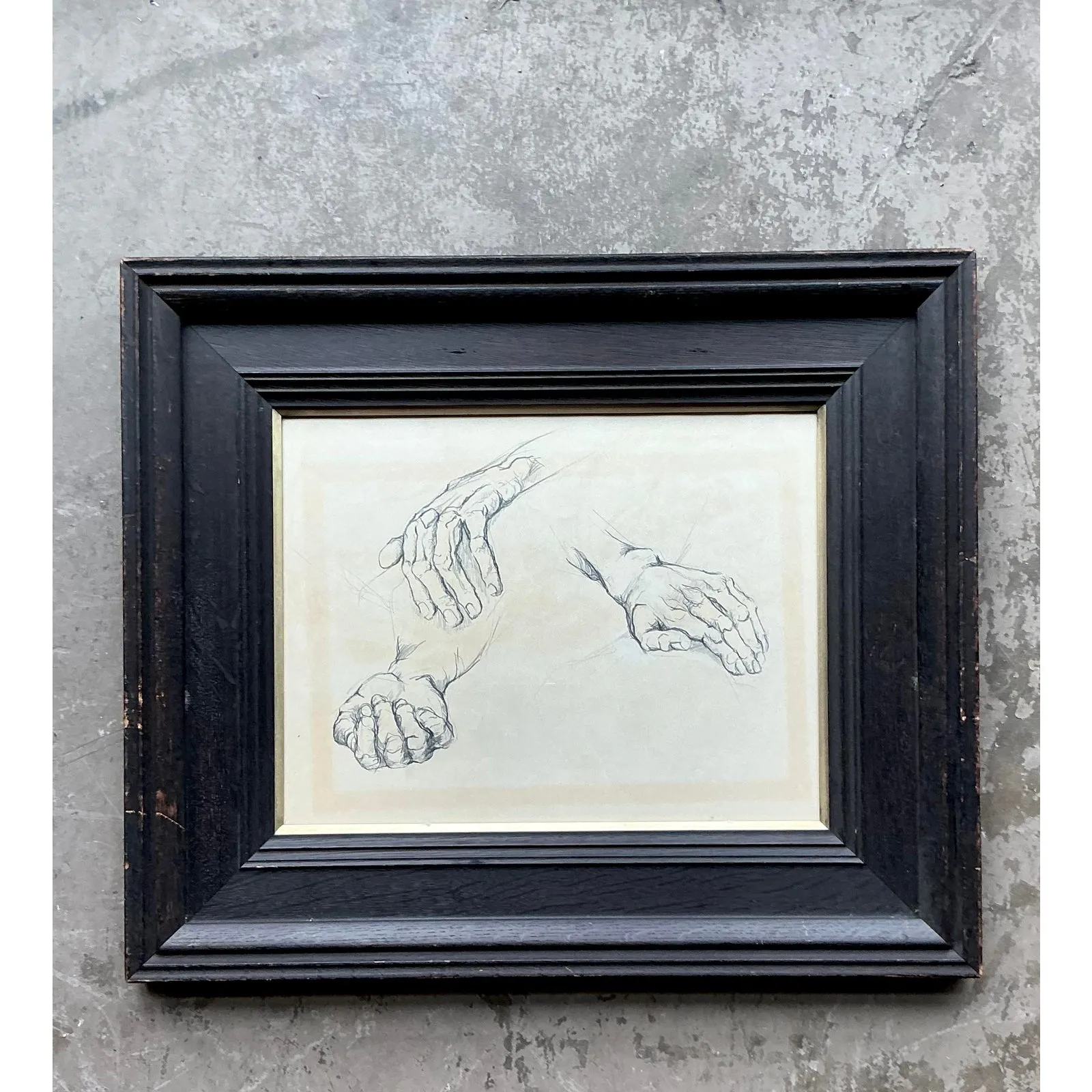 Vintage Boho Original 1977 Anatomy Sketch on Paper — additional photo 1