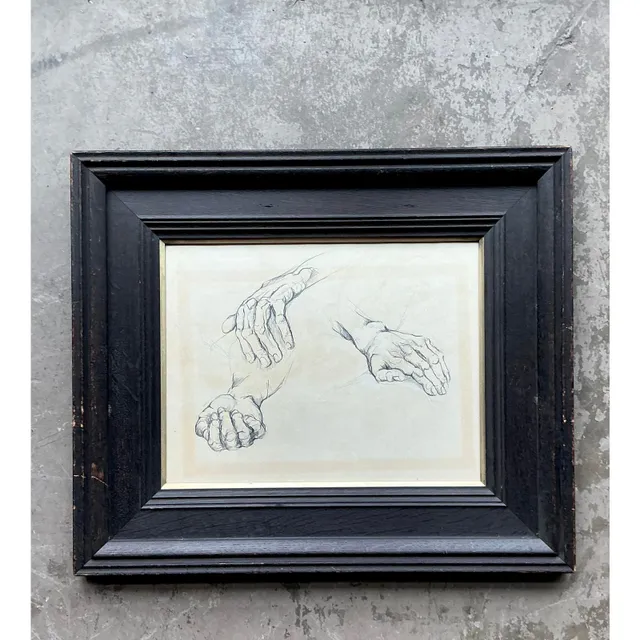 Vintage Boho Original 1977 Anatomy Sketch on Paper — additional photo 1