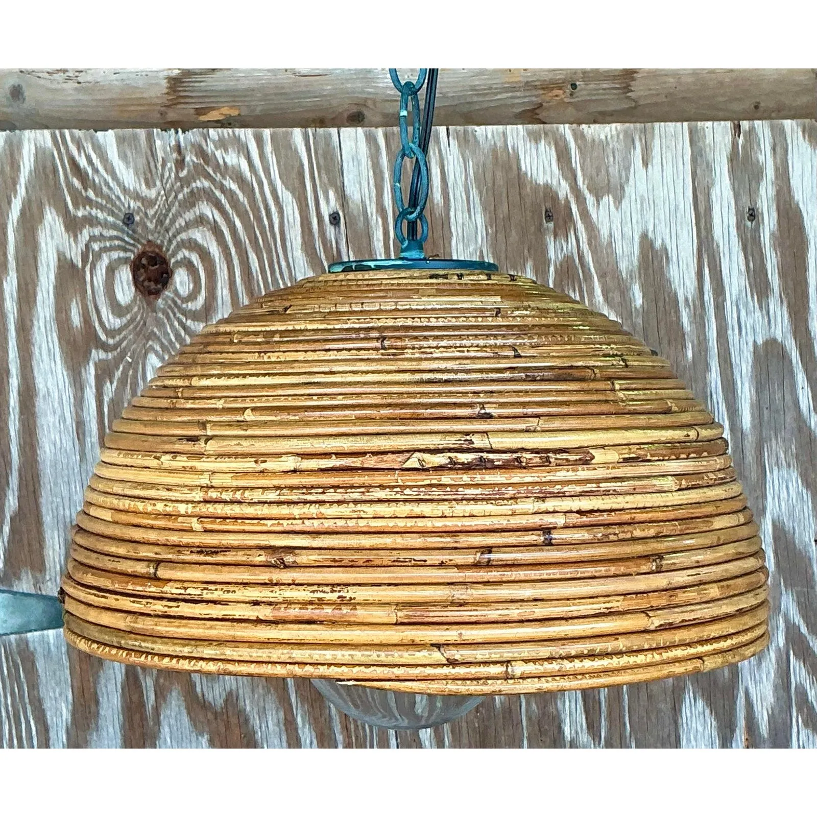 Vintage Coastal Coiled Pencil Reed Pendant Light — additional photo 5