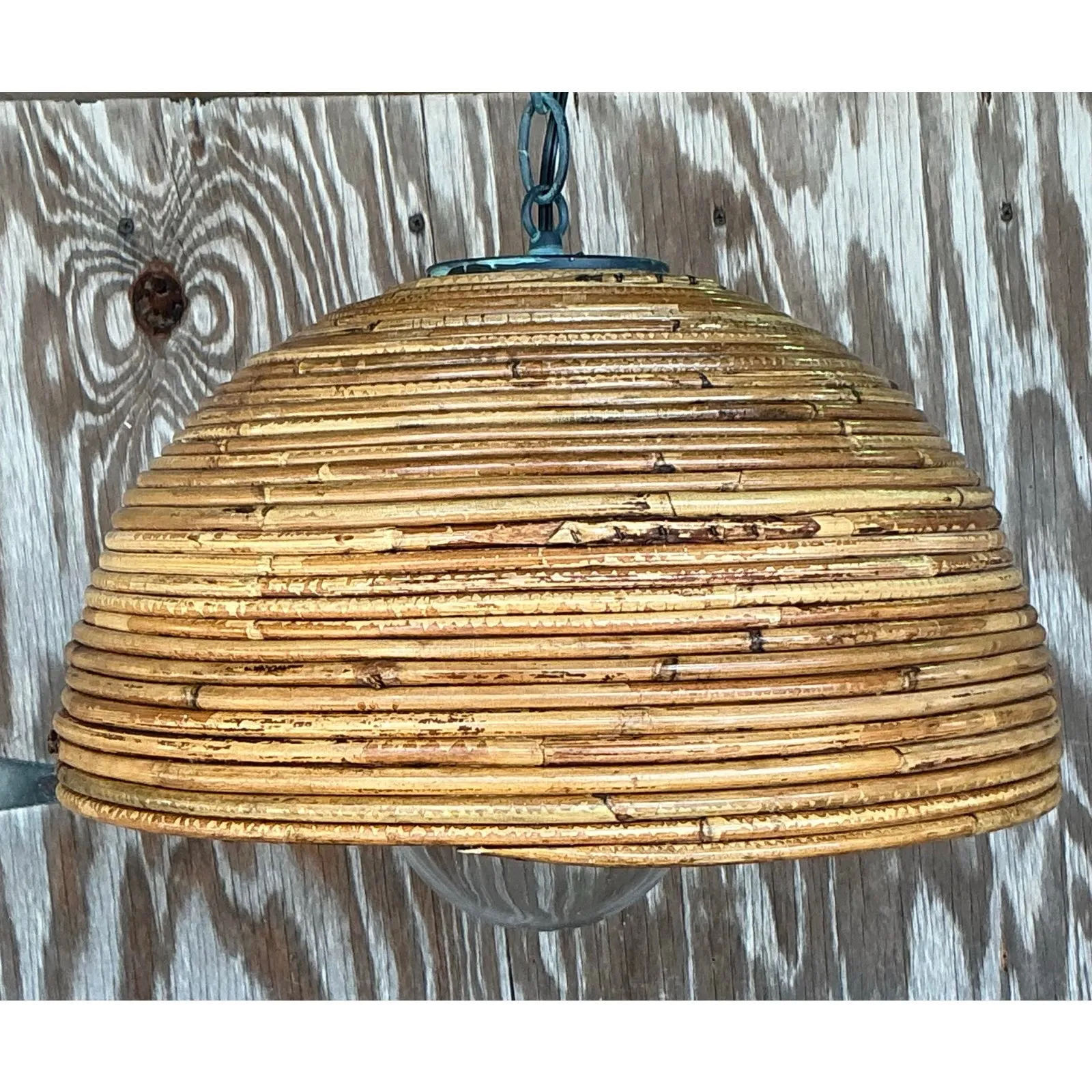 Vintage Coastal Coiled Pencil Reed Pendant Light — additional photo 6