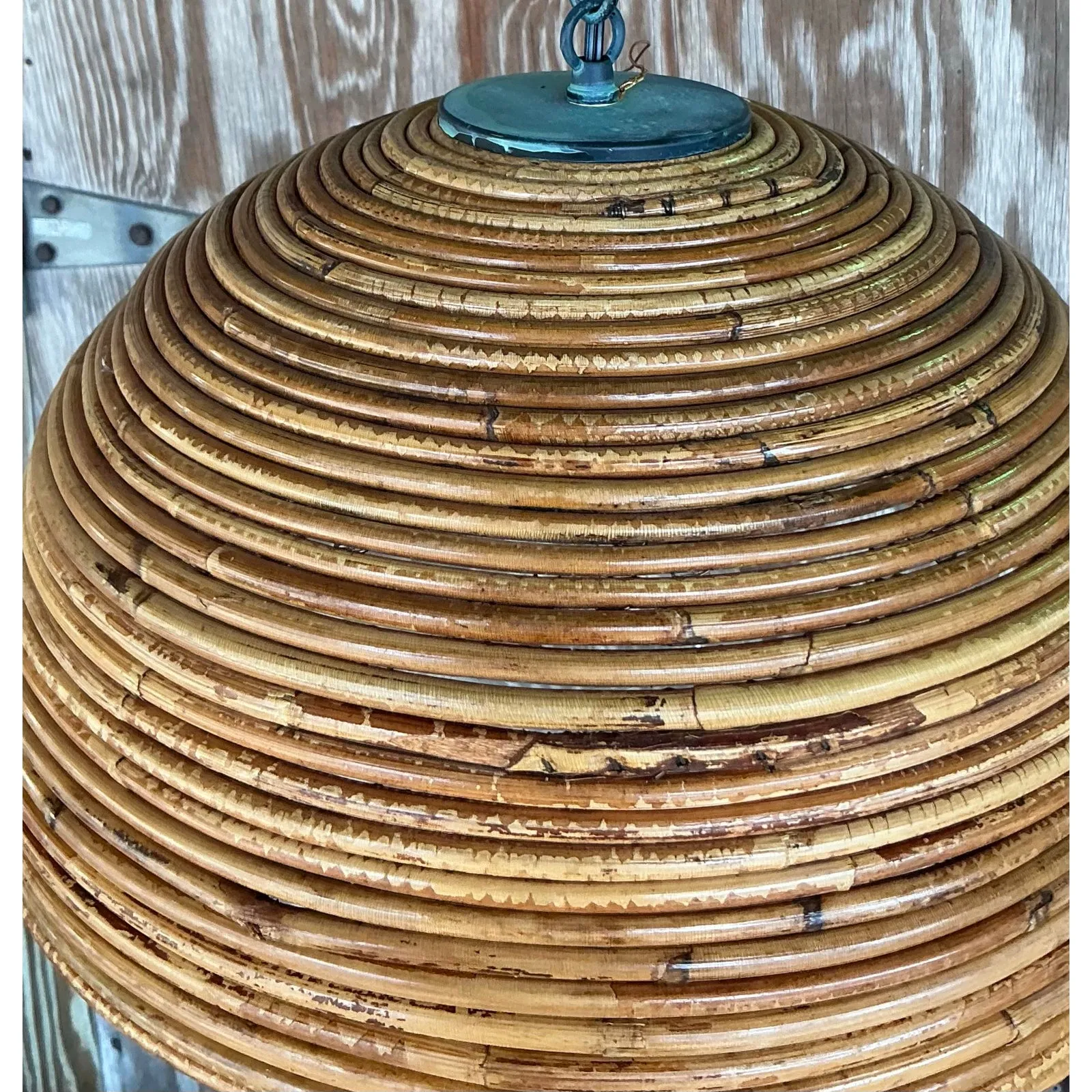 Vintage Coastal Coiled Pencil Reed Pendant Light — additional photo 7