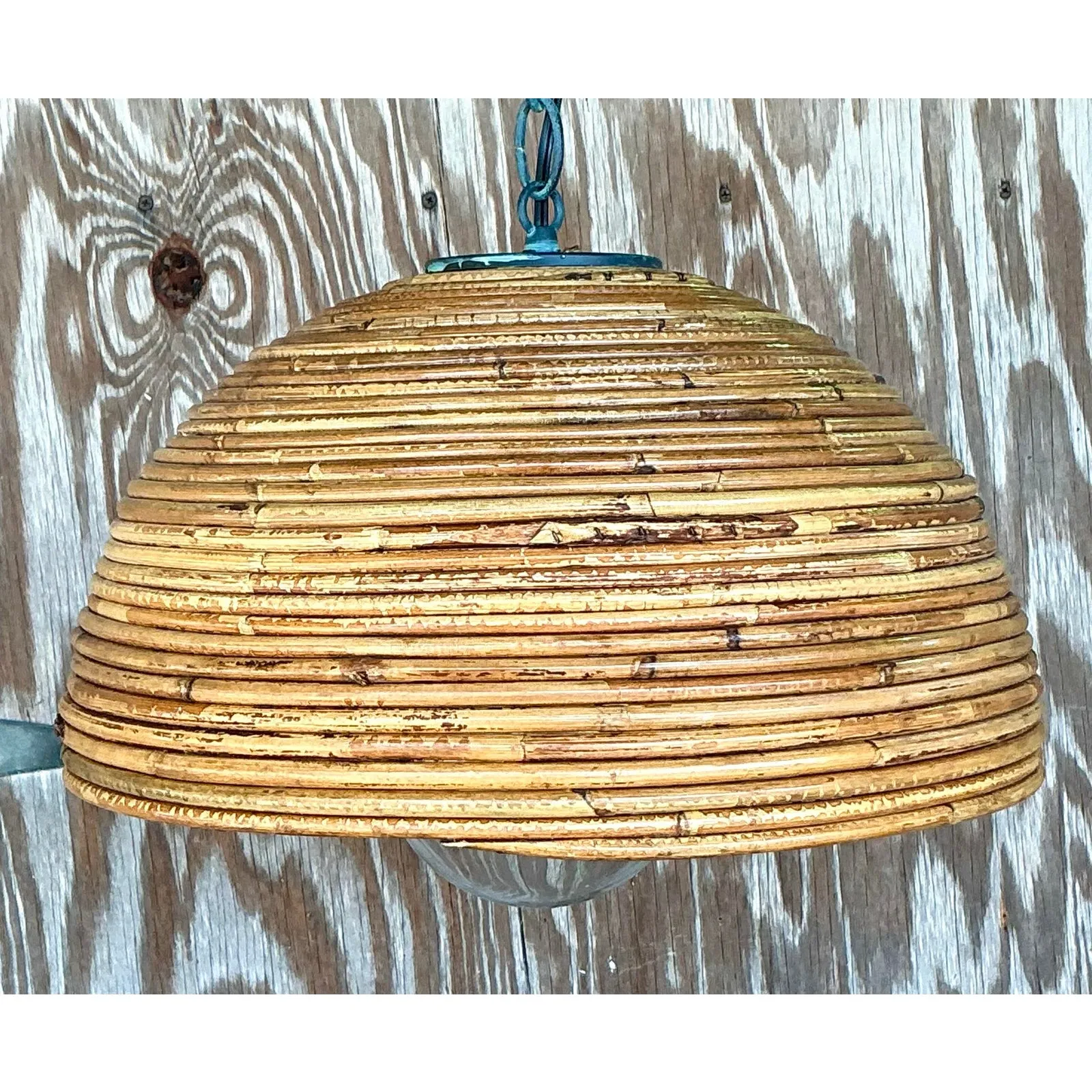 Vintage Coastal Coiled Pencil Reed Pendant Light — additional photo 8