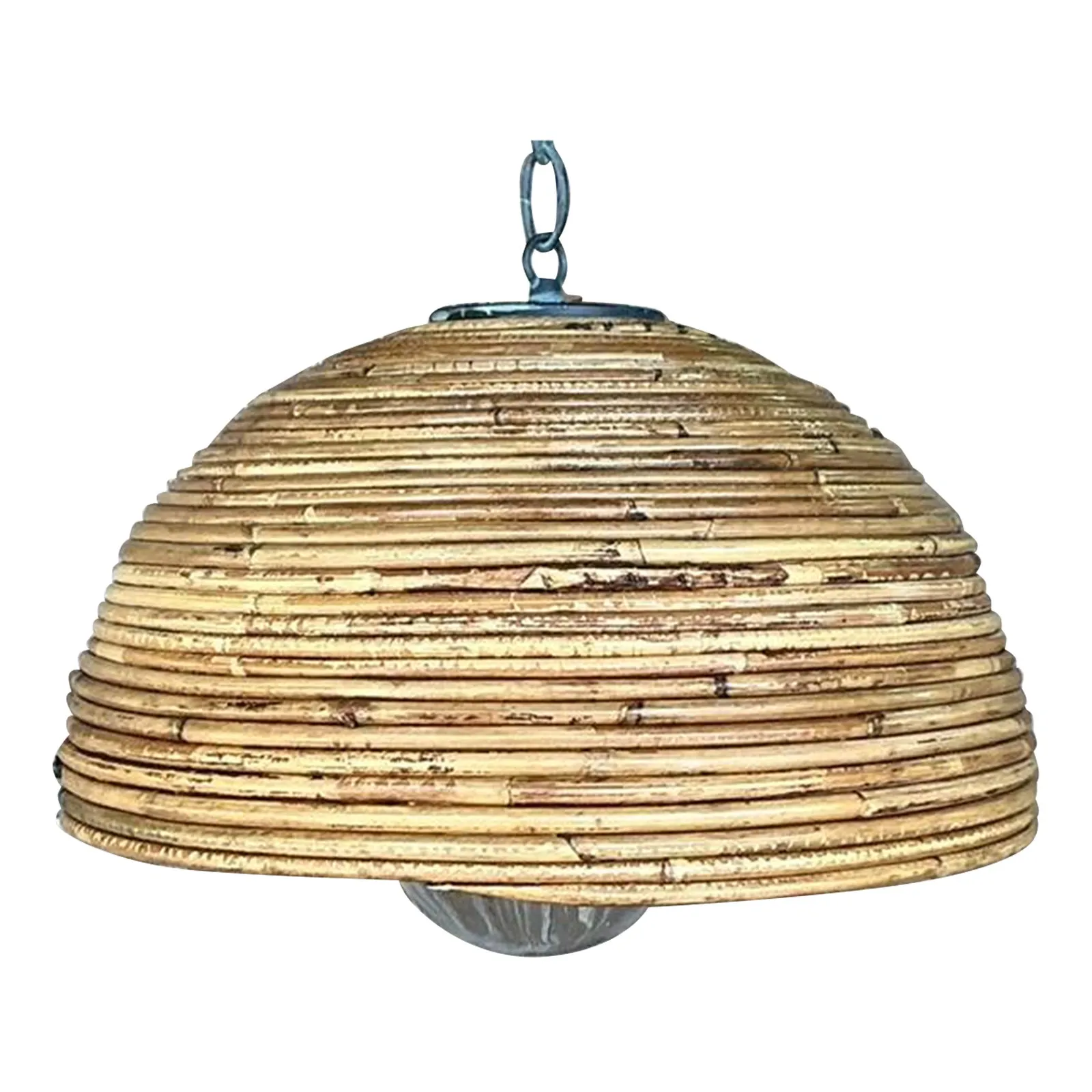 Vintage Coastal Coiled Pencil Reed Pendant Light — additional photo 1