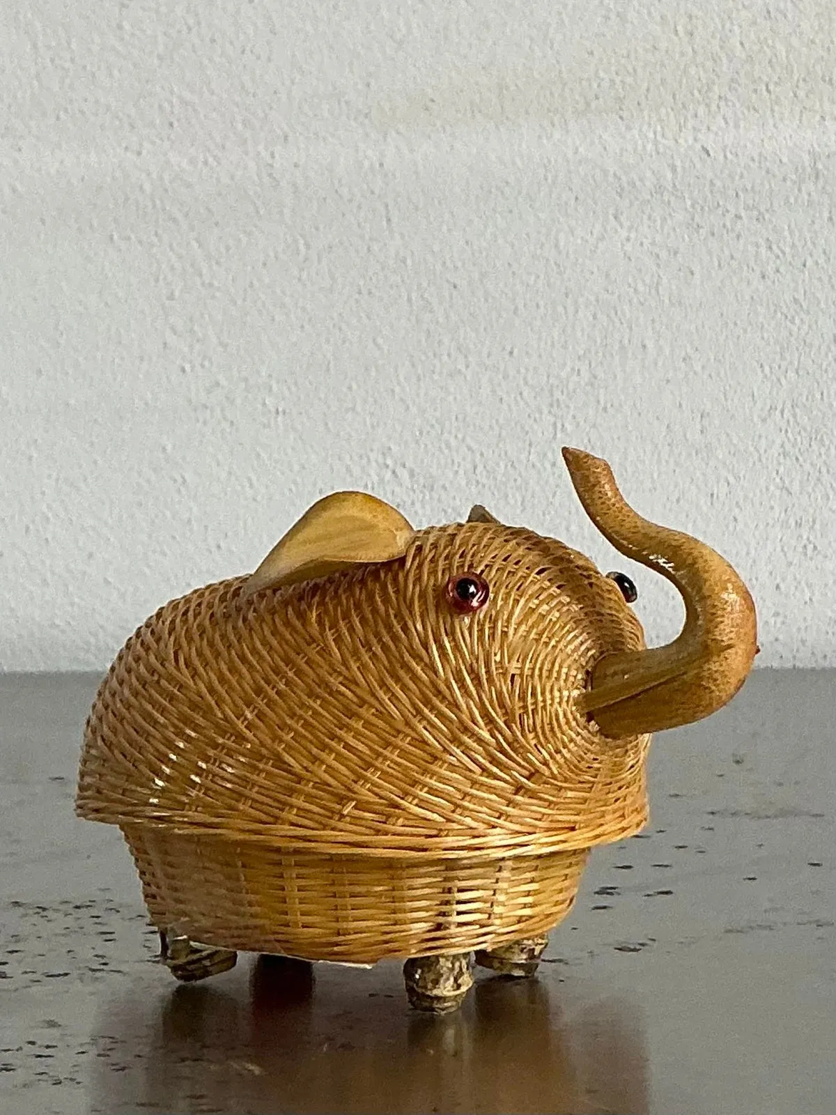 Vintage Shanghai Handicrafts Little Elephant Basket — additional photo 1