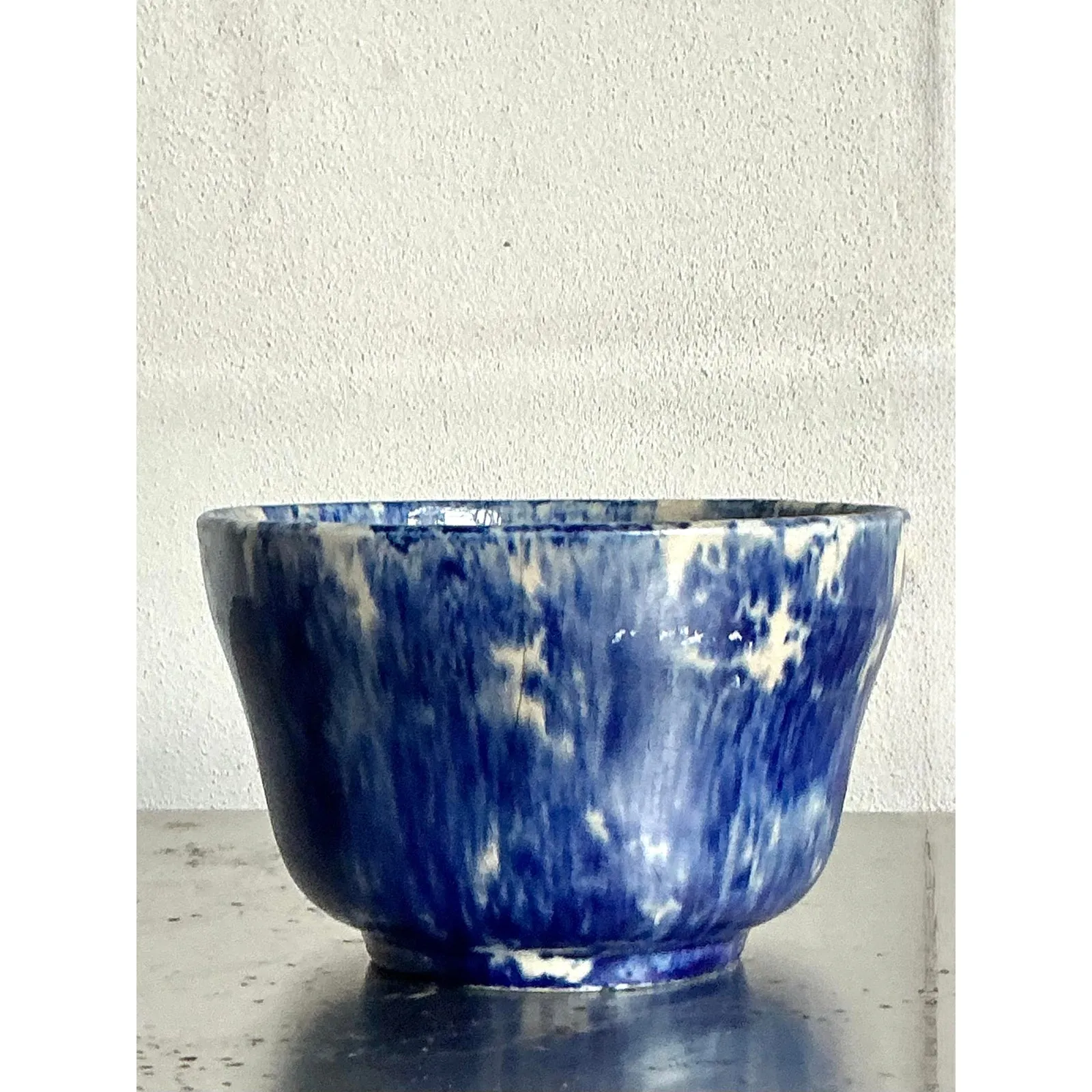 Vintage Boho Glazed Ceramic Splatter Bowl — additional photo 2