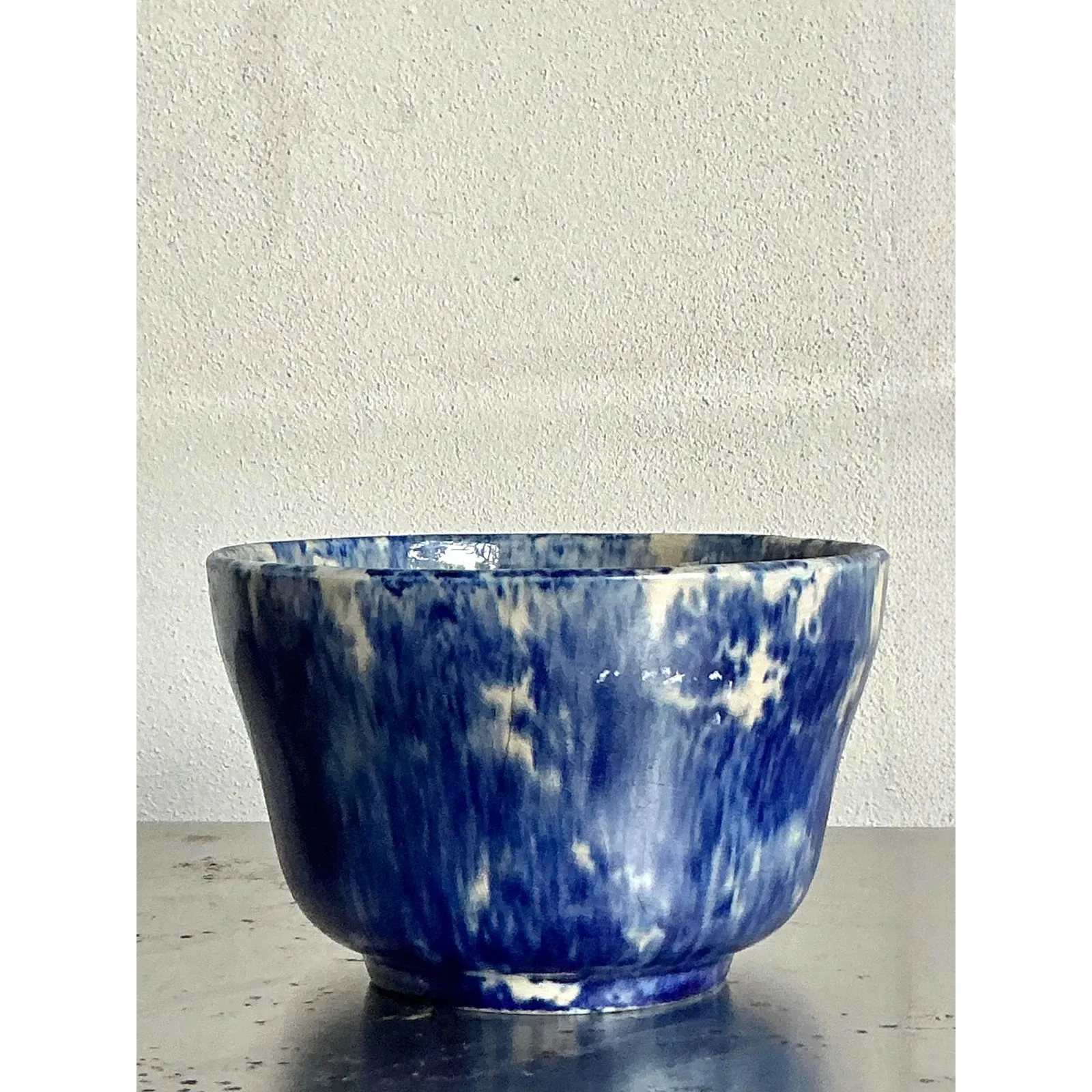 Vintage Boho Glazed Ceramic Splatter Bowl — additional photo 7