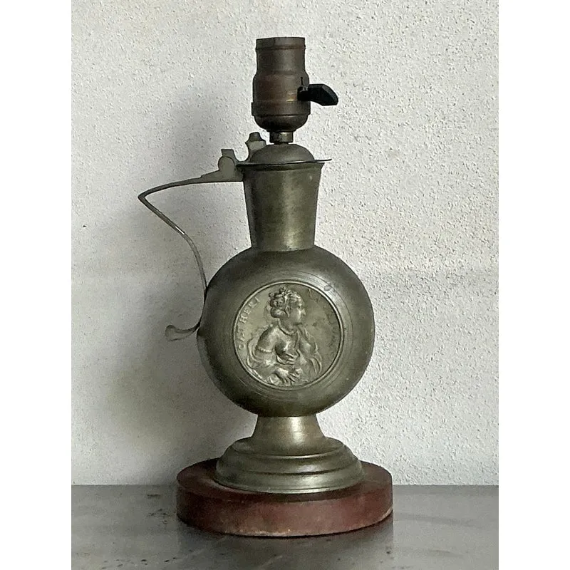 Vintage Boho Embossed Metal Medallion Lamp — additional photo 3