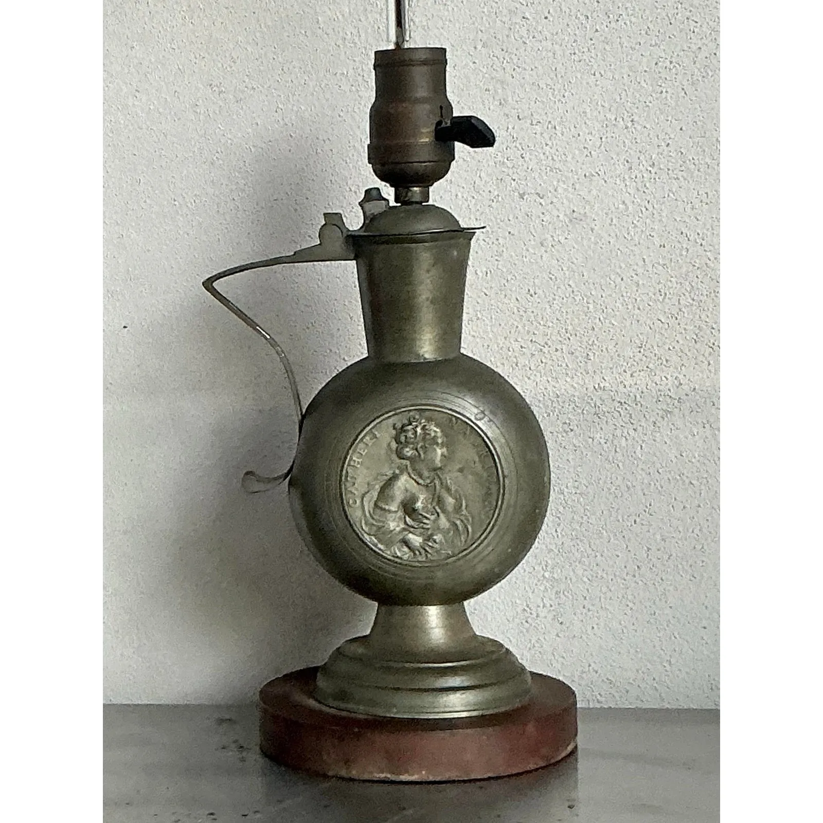 Vintage Boho Embossed Metal Medallion Lamp — additional photo 1
