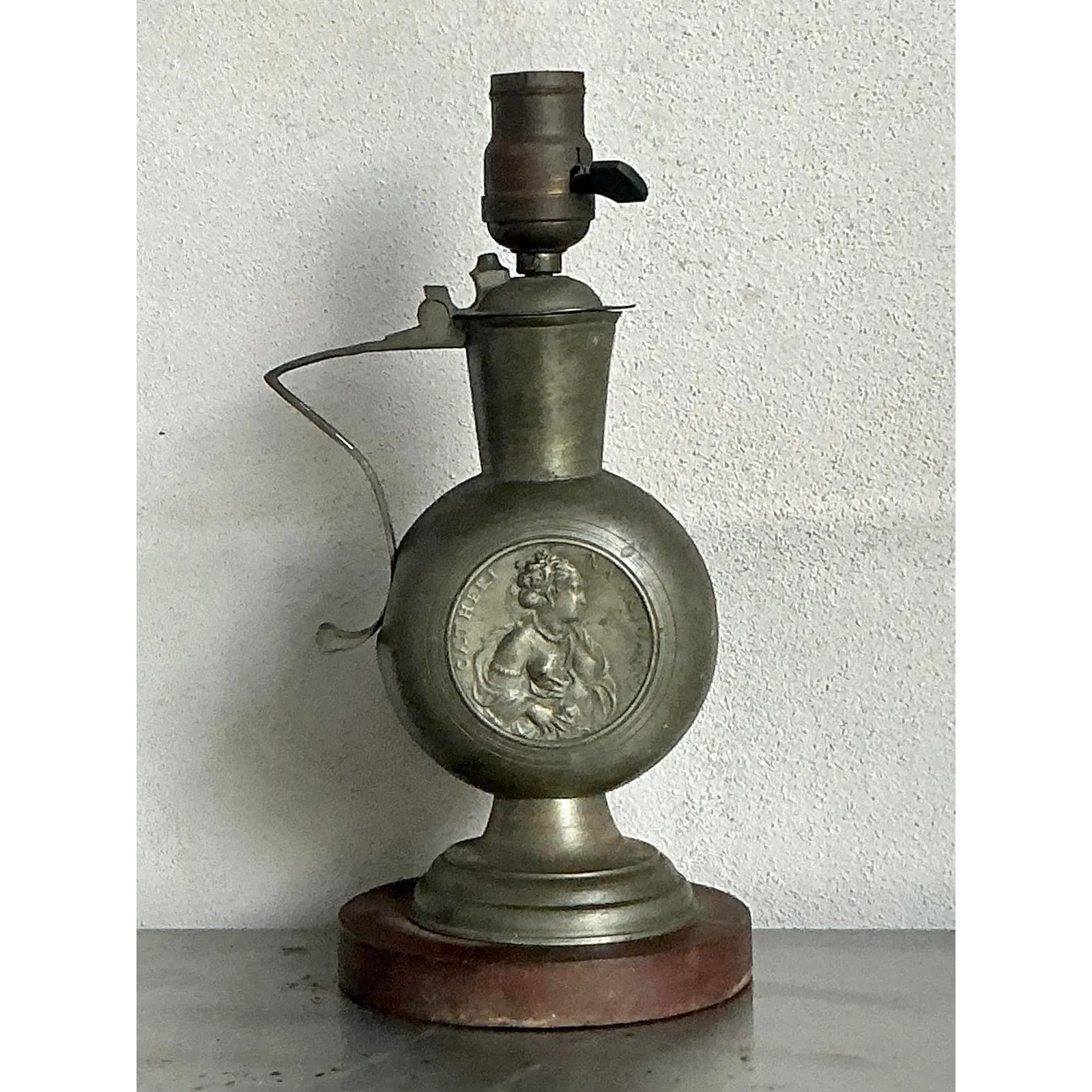 Vintage Boho Embossed Metal Medallion Lamp — additional photo 2