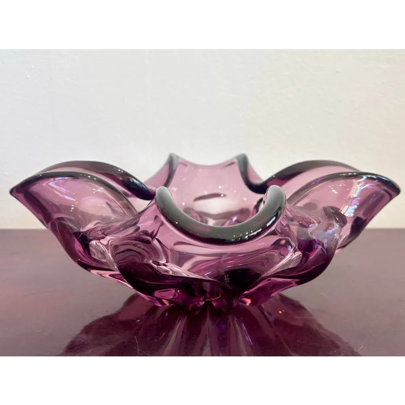 Vintage Boho Purple Art Glass Bowl After Murano — additional photo 1