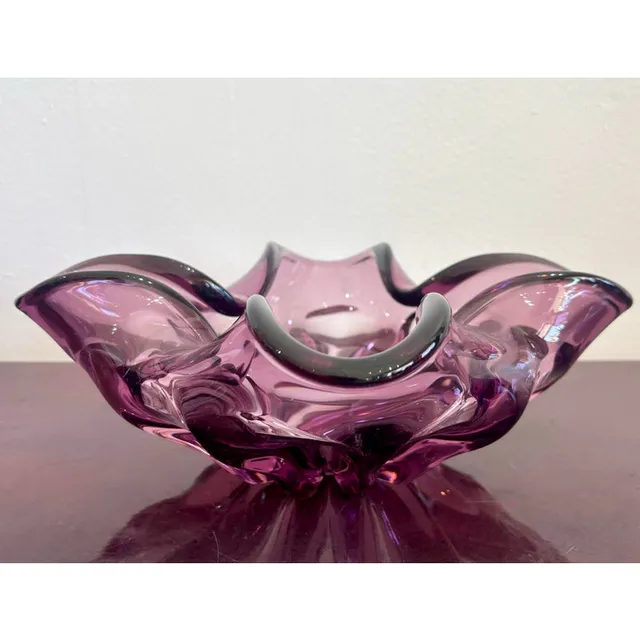 Vintage Boho Purple Art Glass Bowl After Murano — additional photo 1
