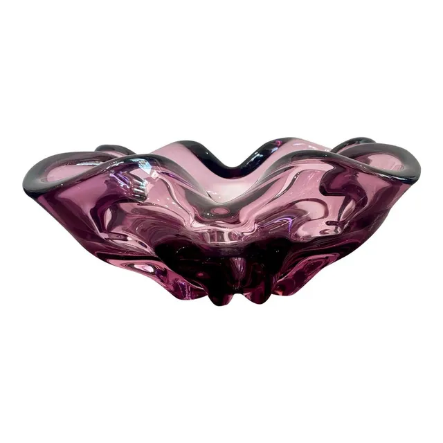 Vintage Boho Purple Art Glass Bowl After Murano — additional photo 4